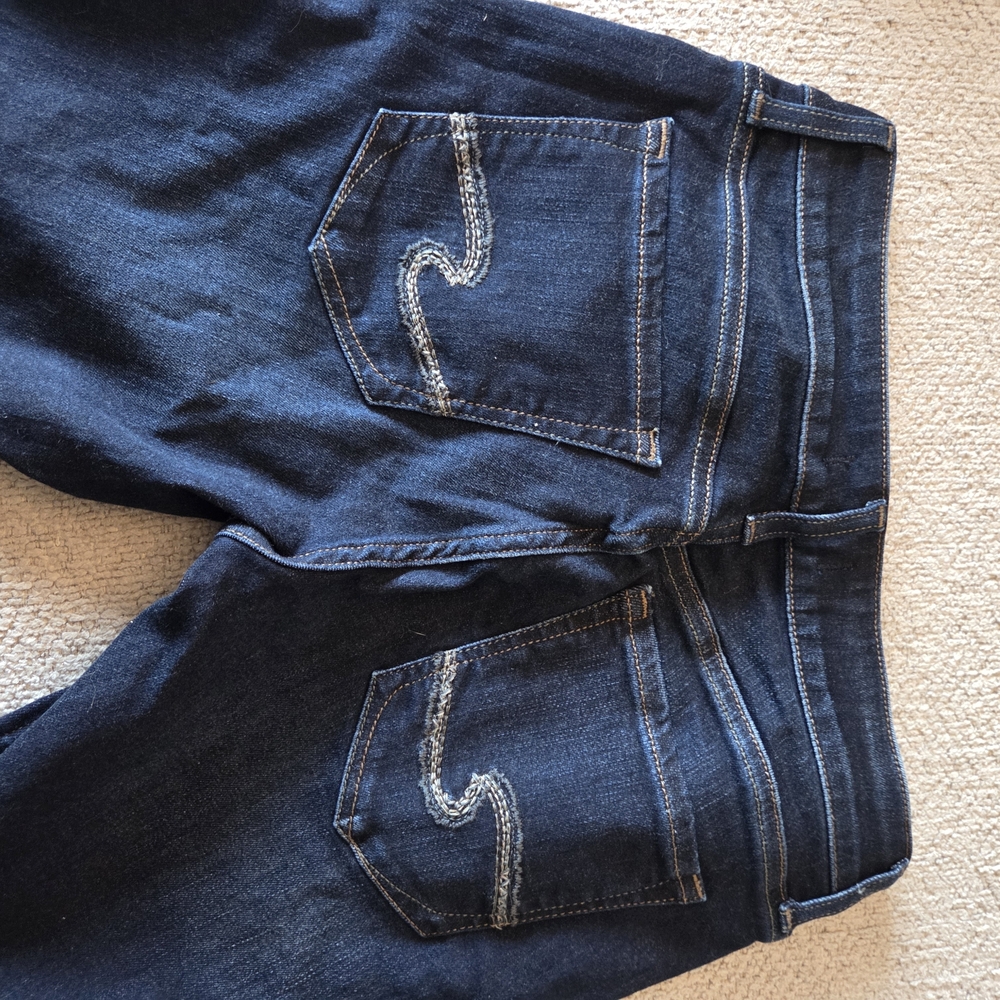 Silver Jeans Co Suki Slim Boot Jeans W27 L31 Dark Wash Mid Rise - Picture 9 of 12